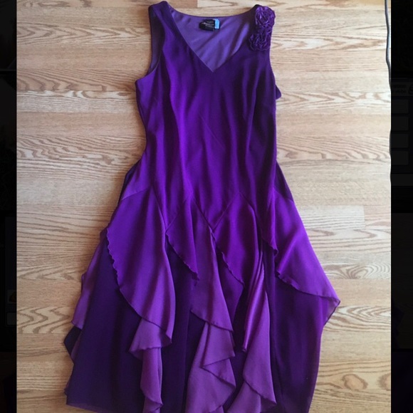 Dresses | Dillards Womens Ruffled Purple Cocktail Dress | Poshmark